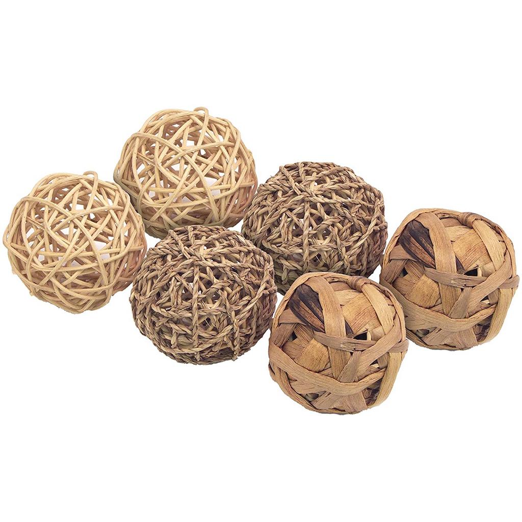Parrot Hamster Natural Activity Bite Resistant Small Animals Chew Toys Rattan Balls Straw Woven