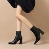 2025 New Autumn and Winter Pointed High-heeled Short Boots Show Small Thick Heels Ankle Boots Women's Thin Boots Martin Boots Temperament Single Boots