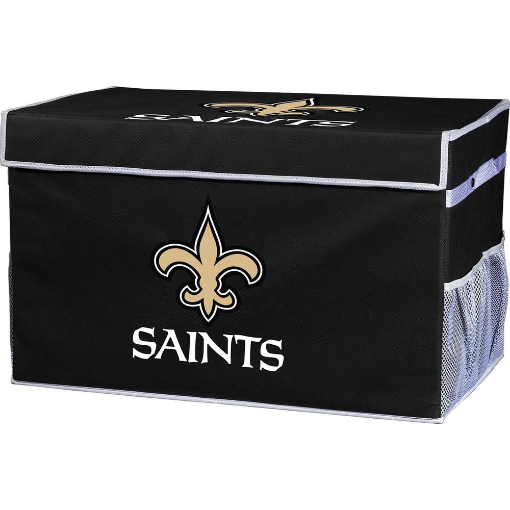 NFL New Orleans Saints Small Collapsible Storage Footlocker Bins Durable Polyester Rectangular Storage Box with Lid Office Kids