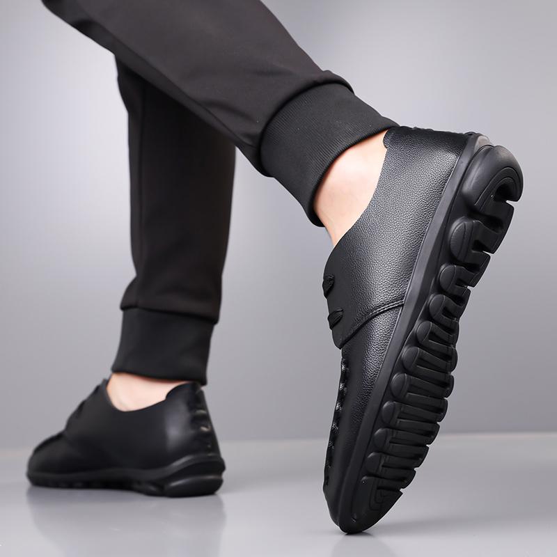 Comfortable Lightweight Men's Shoes Leather Handmade Breathable Soft Bot Casual Busin Commuting Sle round Toe Men Sneakers