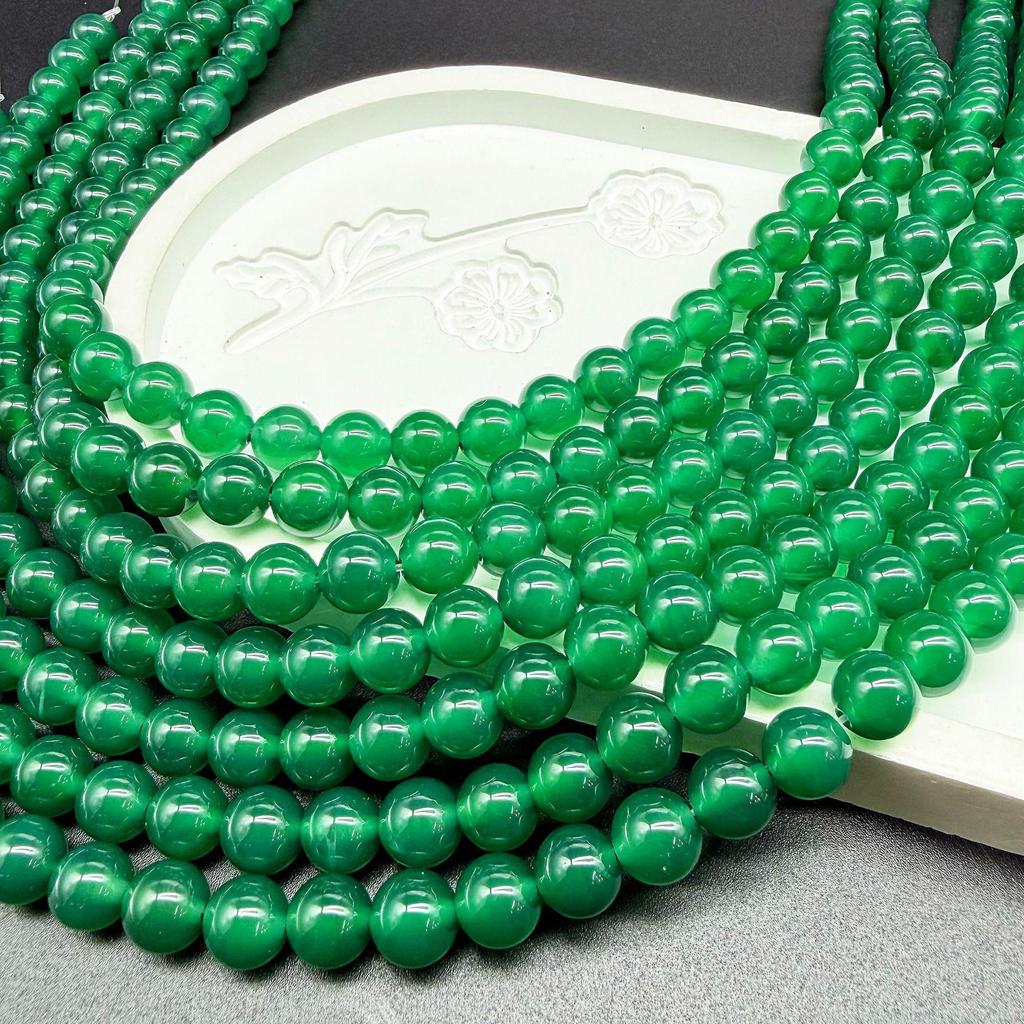 7A Green Agate Round Loose Beads for DIY Jewelry Accessories, Bracelets & Necklaces