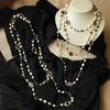 JMXD-Necklace Vintage Pearl Red Handmade Glass Ladies Long Necklace Sweater Chain Small Fragrant Style Jewelry