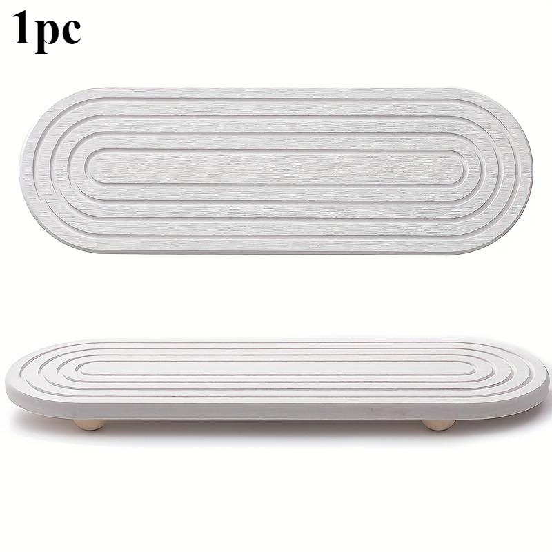 

A Diatom Mud Table Mat with Wooden Post Feet, Featuring A Classic Rectangular Design, Suitable for Maintaining A Dry and Tidy 10x30cm белый