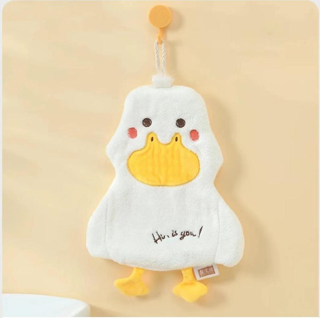 Cartoon Duck Hand Towel, Double Layer Coral Fleece, Quick-Drying, Absorbent, No-Shed