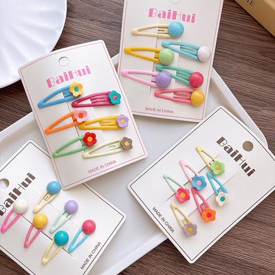 6pcs Children Cute Hair Clips Korean Kawaii Barrettes Candy Color Floral Little Girls Headwear Kids Women Hair Accessories