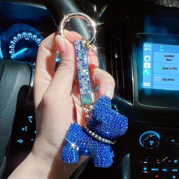 New Diamond Bulldog Puppy Keychain: Cute & Exquisite Charm for Keys or Bags