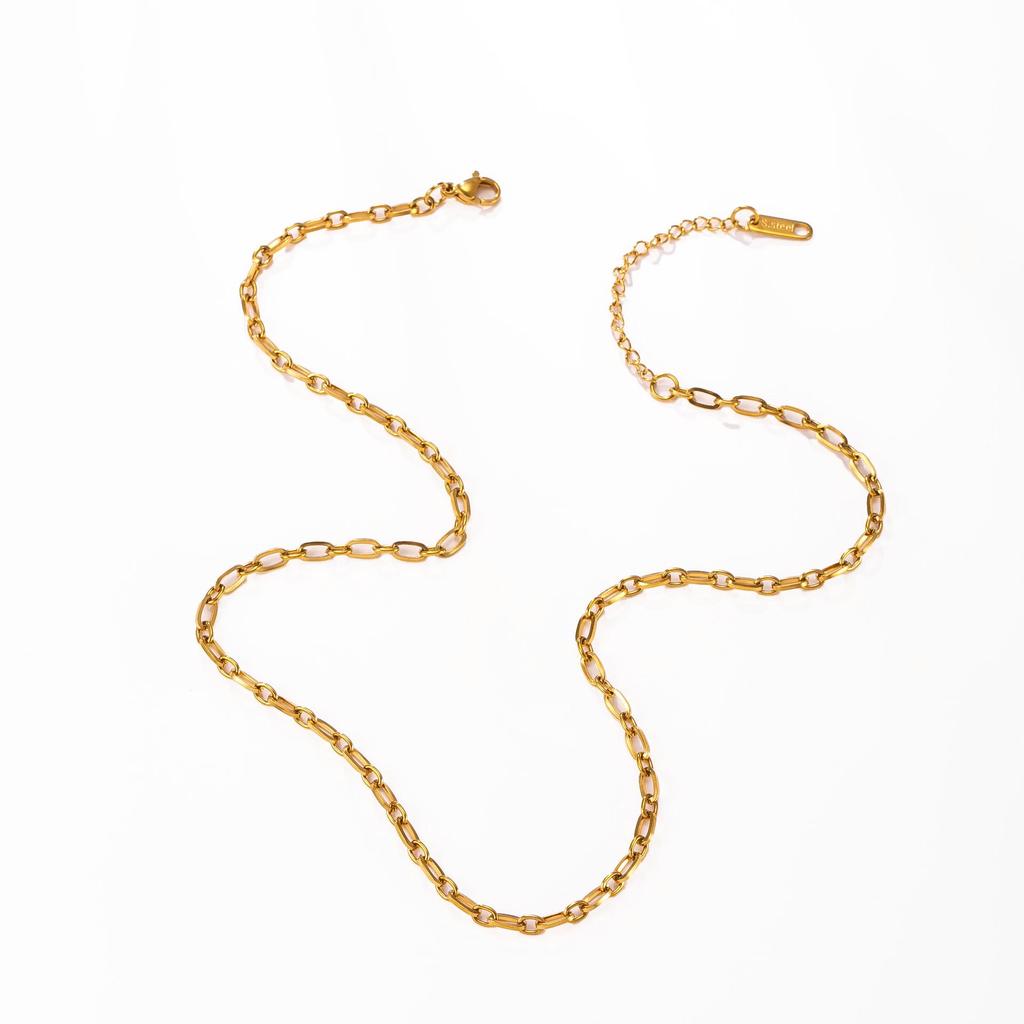 18K Gold-Plated Titanium Steel Cross Necklace with Stainless Steel Chain