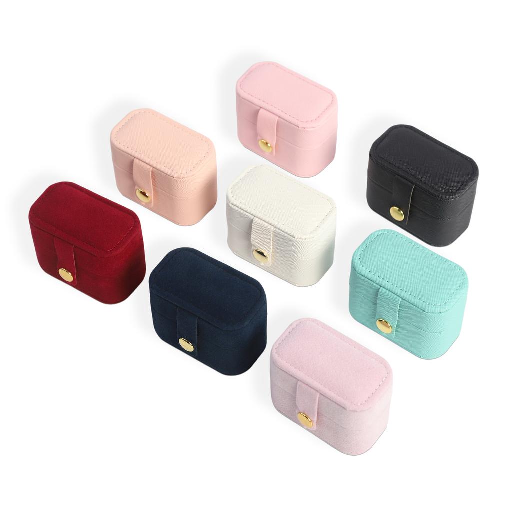 Ring Portable Small Jewelry Storage Box for Women Travel Simple Leather Ring Earrings Storage Box Organizer Display Gift Bag