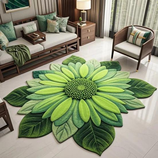Sunflower Floor Mat Non-Slip Living Room Rug Farmhouse Area Rug Decorative Flower Carpet for Bedroom Playroom Bathroom