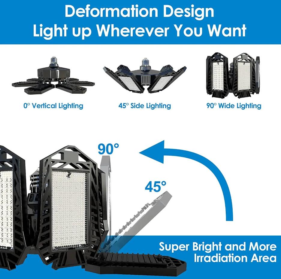 3/6/7 Adjustable Panel  Deformable LED Garage Light  LED Bulb Night Lamp for Workshop Warehouse Shop E26/E27 Ceiling Lighting