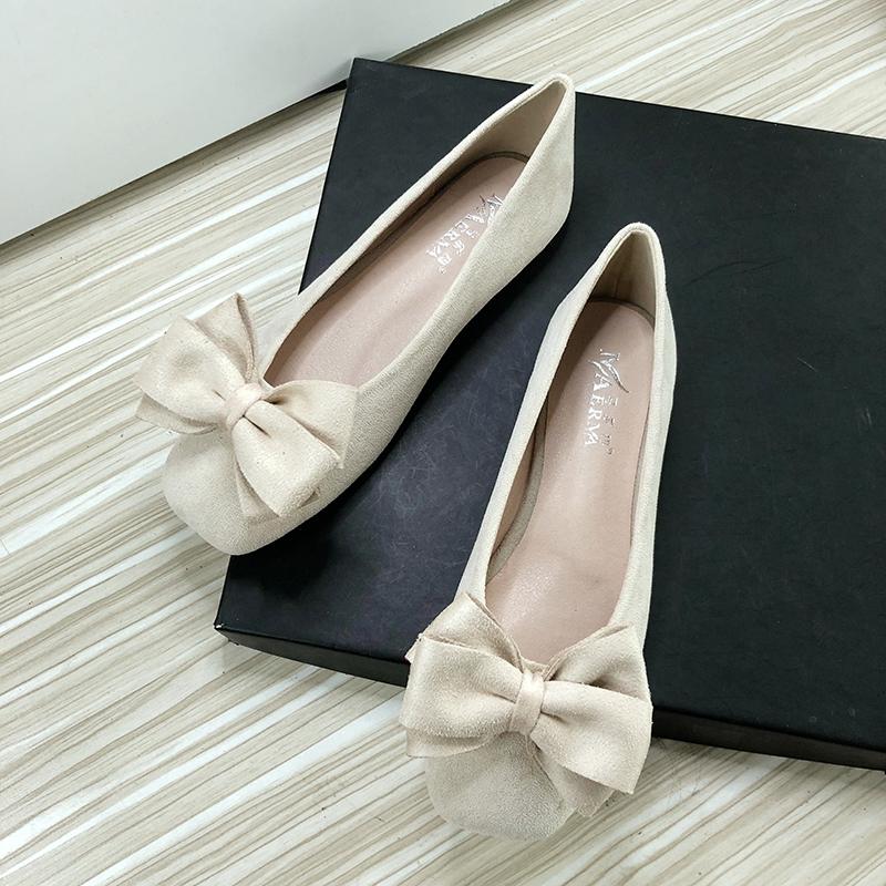 Ballerine da donna Scarpe da barca Azzurro Testa rotonda Fiocco Taglia 33-43 Scarpe basse per donna Pelle di velluto Alta qualità Scarpe estive
