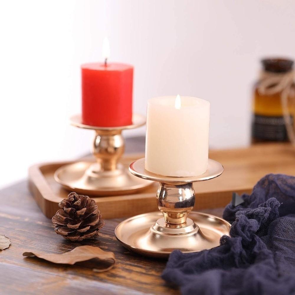 Base Tray Long Pole Candle Cup European Round Candle Socket Elegant Round Candlestick  Home Gifts