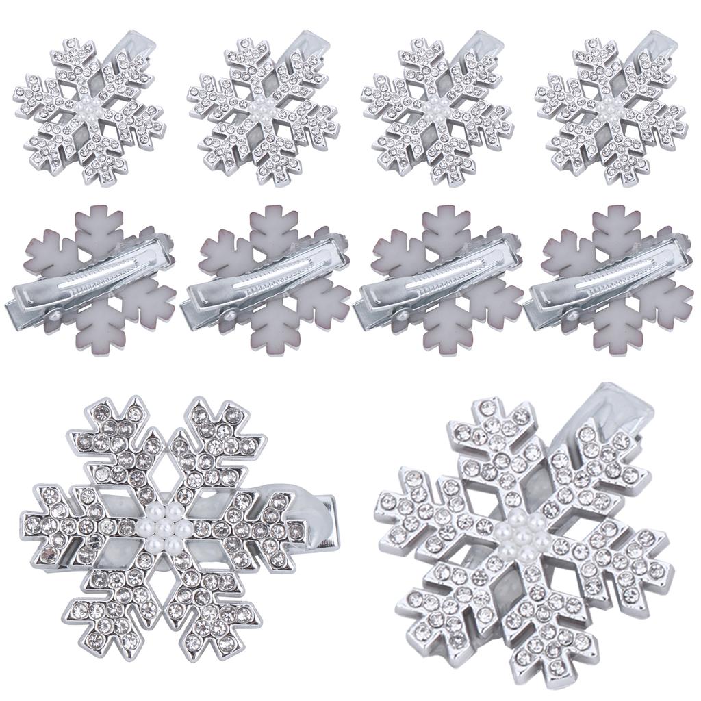 Pack of 10 Elegant Snowflake Shaped Hair Clip Dainty Barrette Headwear Accessory Stylish Snowflake Hairpins for Women