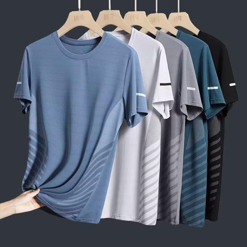 Ice silk quick-drying t-shirt men's short-sleeved summer men's large-size half-sleeved clothes outdoor running sports t-shirt round neck