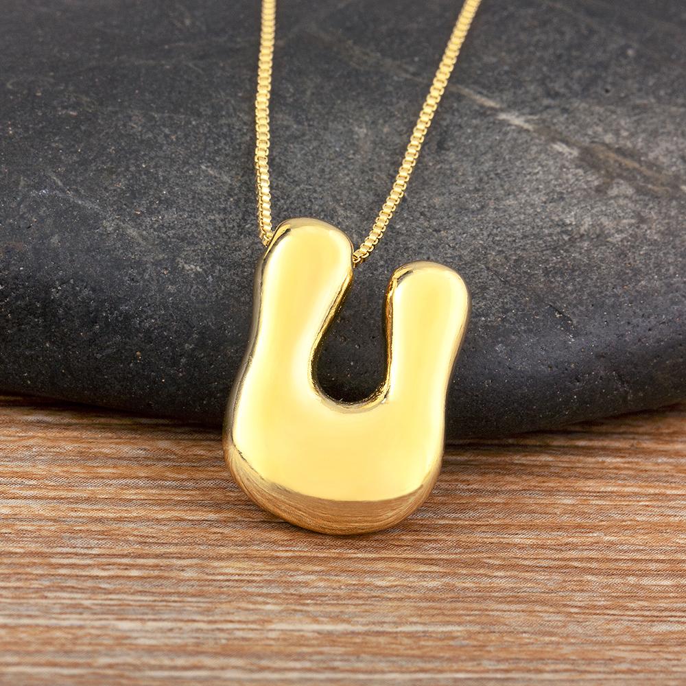 Nidin High Quality Creative Trend A-Z Letters Charm Pendant Necklace For Female Male Name Initials Alphabet Jewelry Accessories