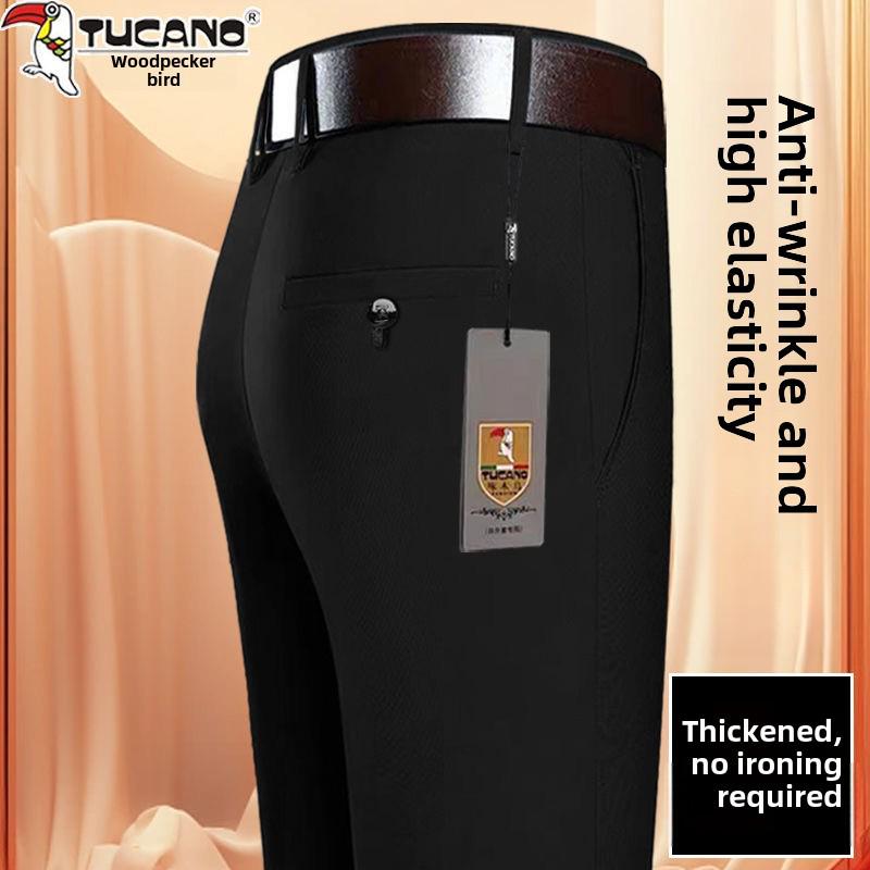 Woodpecker Men's Fleece-Lined Lambswool High-Waisted Straight-Leg Pants