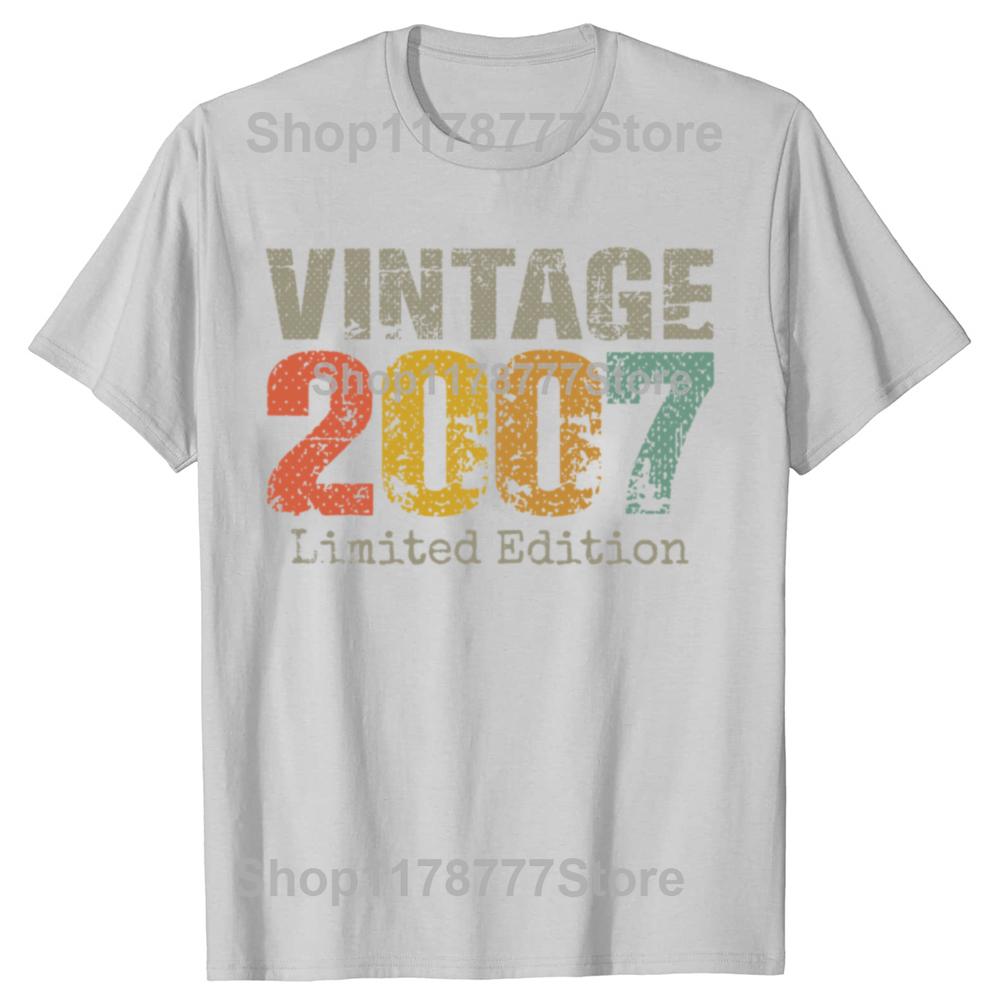 18 Year Old Gifts Vintage 2007 Limited Edition 18th Birthday T Shirts Streetwear Mens Fashion Casual Loose Oversized T Shirt
