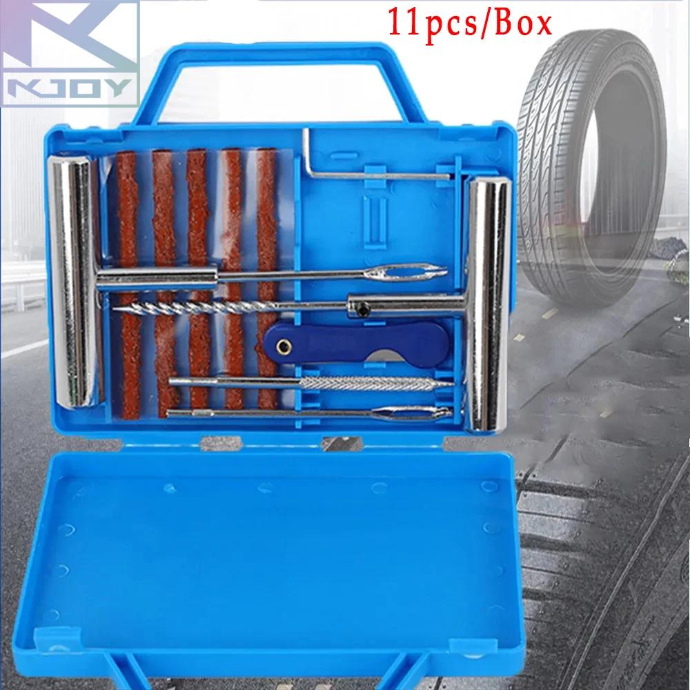 11 pcs/Box Auto Tire Repair Set Puncture Repair Tool Car Van Motorcycle Bike Emergency Duty Tubeless Tire Repair Kit Rivet Tools