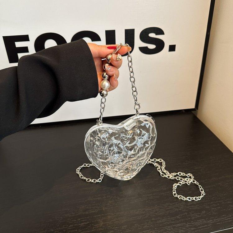 

Acrylic love fashion handbag bag women s new foreign style versatile dinner bag heterosexual meteorite messenger bag one size fits all прозрачный