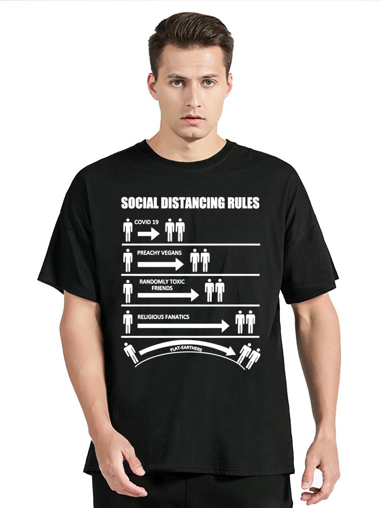 

Novelty Social Distancing Rules Funny Flat Eartht Tshirt Fashion Streetwear Cotton Tshirt Summer Men Lothing Oversized T Shir... S разноцветный