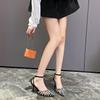 Fashion 2025 Closed Toe Women's Sandals Rome Party Sandals Women Crystal Ankle Buckle Strap Thin High Heels Shoes Female