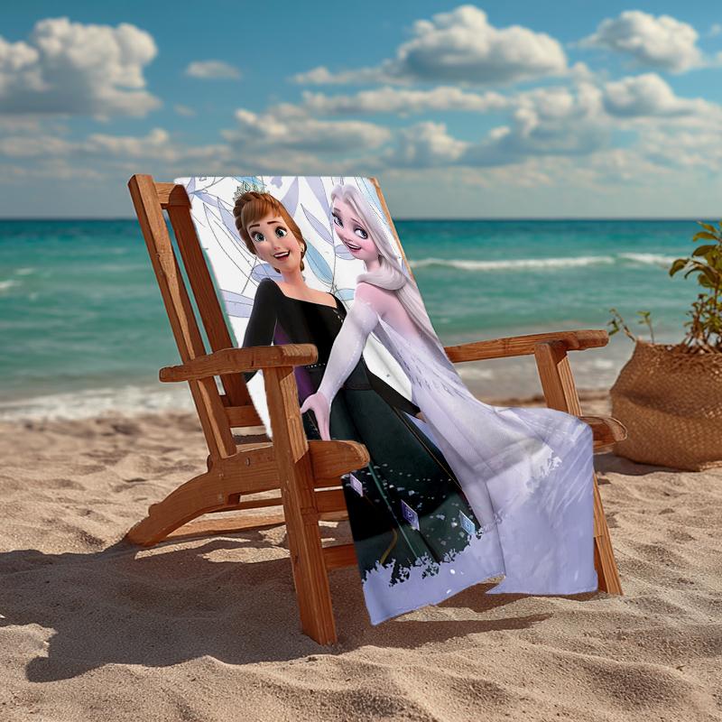 Ultra-Soft Beach Towel with Elsa Theme,Ideal for Pool - Camping, Diving - Perfect Travel Essential, Vibrant Beach Towel.