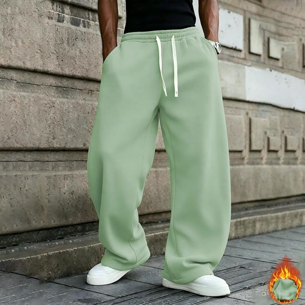 Men's Oversized Straight Leg Lined Sweatpants with Drapey Fit for Athletic Casual Wear