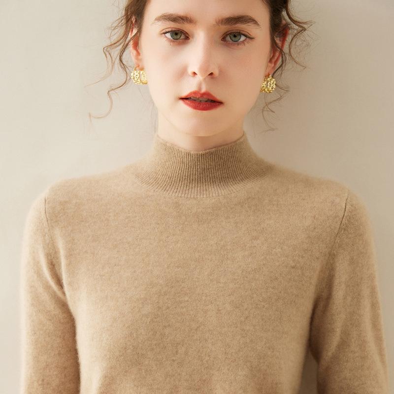 Cashmere Autumn/Winter Half-High Neck Women's Classic Loose Pullover Sweater