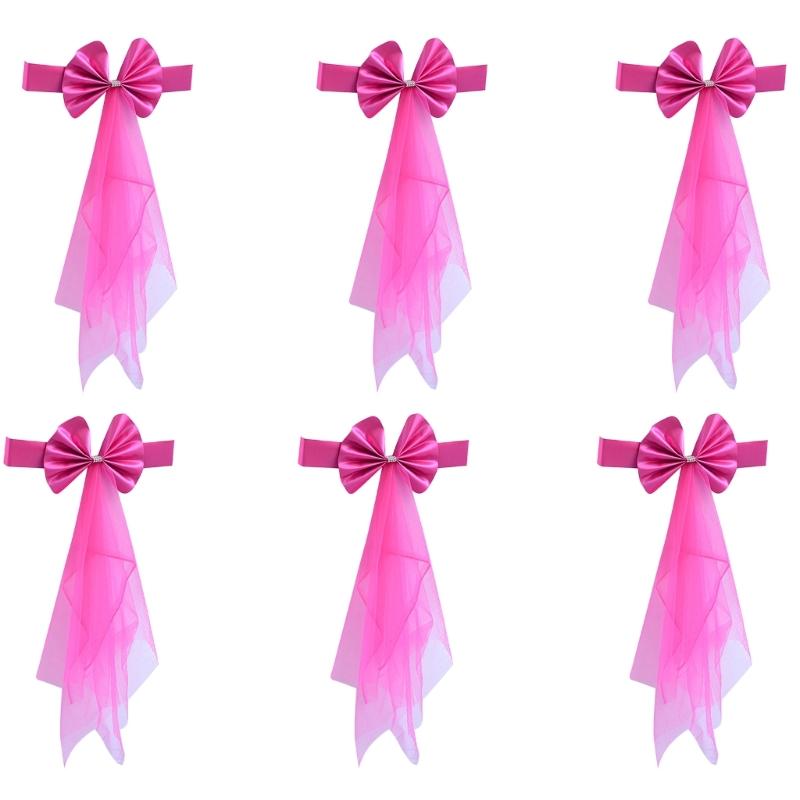 6 ks strečových spandexových šerp na židle, mašle, elastický pás na židli pro svatební dekorace