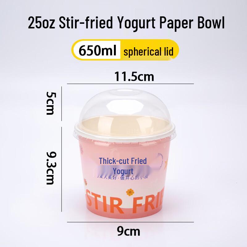 Disposable Fried Yogurt Paper Bowl with Lid