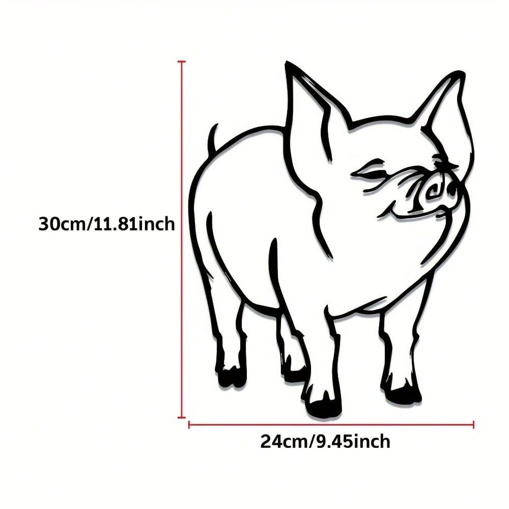 

Metal Pig Silhouette Wall Art Farmhouse Black Line Decor for Home Kitchen Garden Party TY9633