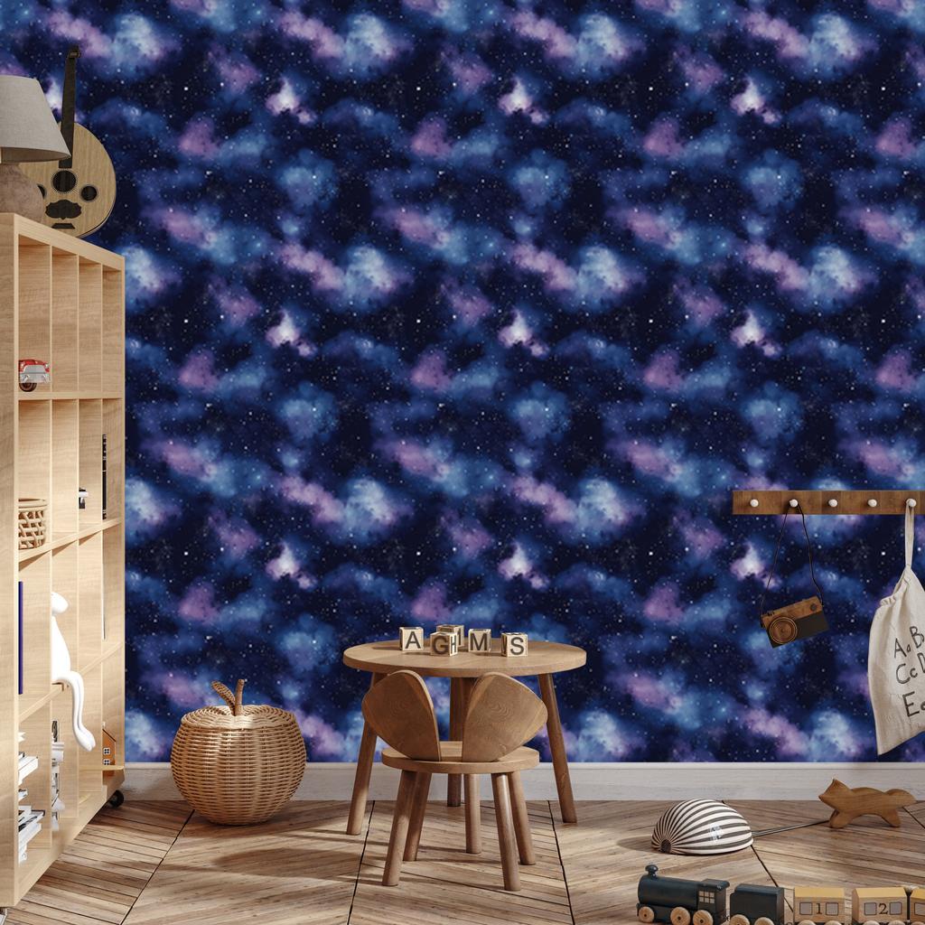 Watercolor Galaxy Wallpaper Navy Blue, Bottom Navy Blue 50x1000