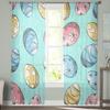 Easter Egg Blue Background Tulle Curtains For Living Room Bedroom Voile Sheer Curtain Window Home Decor Drapes