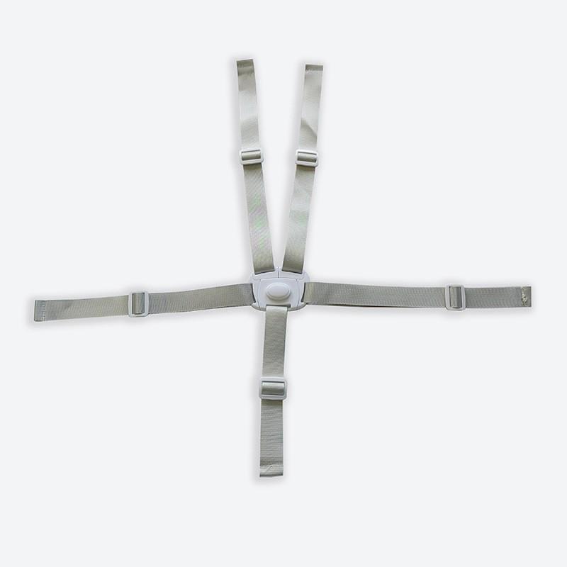 Gray 5-Point Nylon Harness Strap for High Chair and Stroller