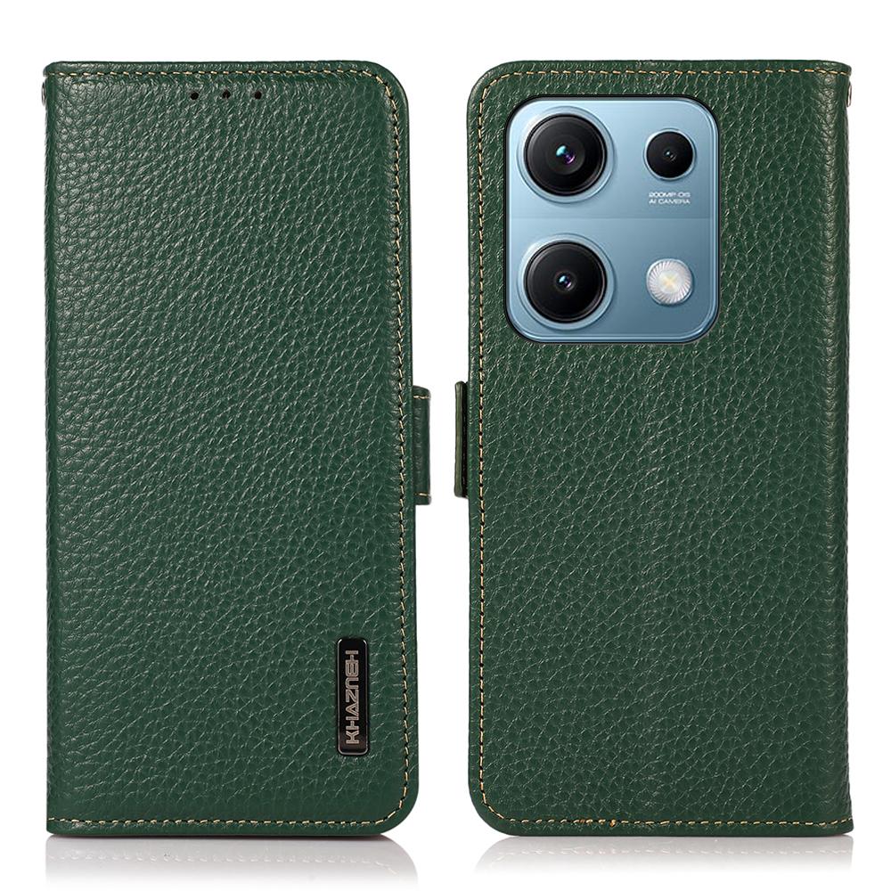 

KHAZNEH for Xiaomi Redmi Note 14S 4G Phone Case Genuine Cow Leather Cover RFID Blocking C