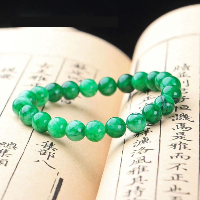 Natural Emerald Jade Bracelet Emperor Green Dry Emerald Jade Bead Bracelet Emerald Beads Rosary Bracelet Precious Jewelry