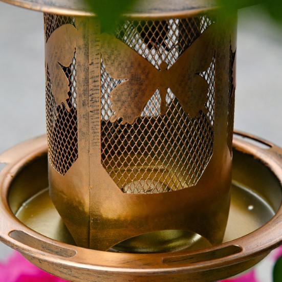 Bird Feeder with Rainproof Roof Metal Feeder Large Capacity Grain Storage Bin And Tray Feeder for Outdoor Garden Patio