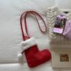 Portable Simple Style Suede Crossbody Bag Fluffy Lightweight Lamb Shoulder Bag Travel Christmas Sock Bag Women