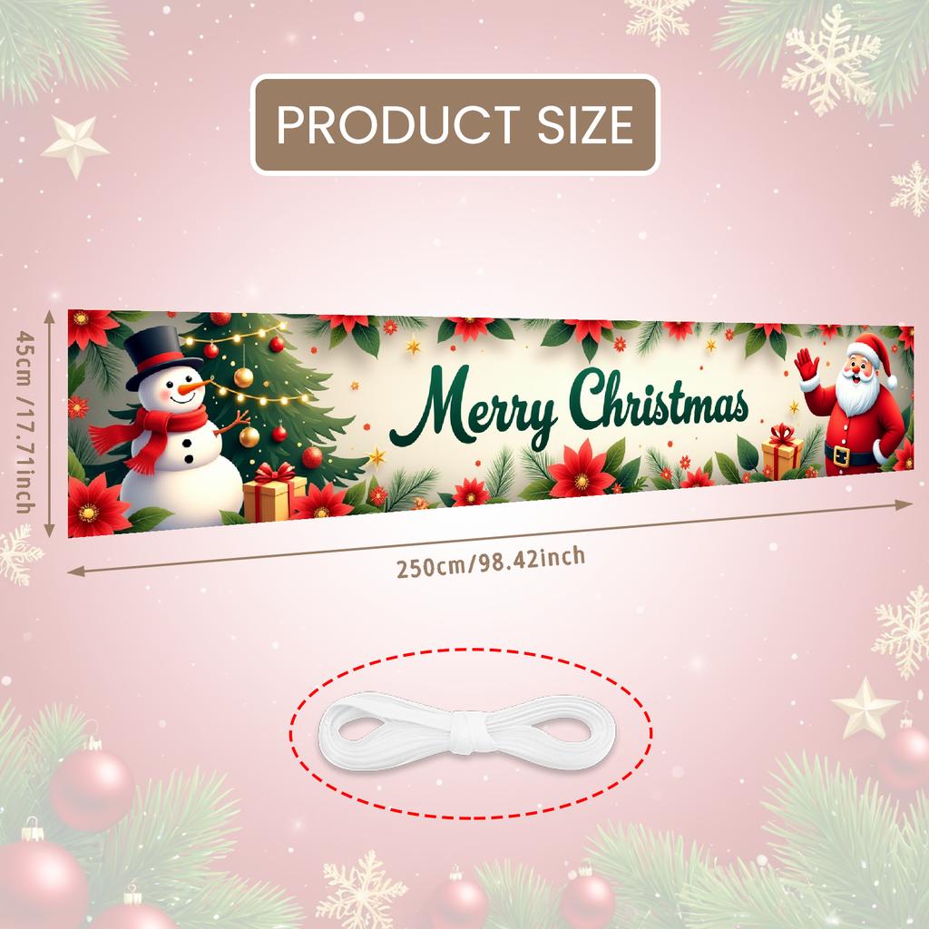 Seasonal Decoration Poinsettia Pattern Holiday Banner Christmas Party Decor Santa Claus Theme Christmas Banner For Holiday Party