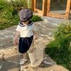 Summer Sibling Outfits: Boys' Sailor Collar Shorts Set & Girls' Academic Style Dress