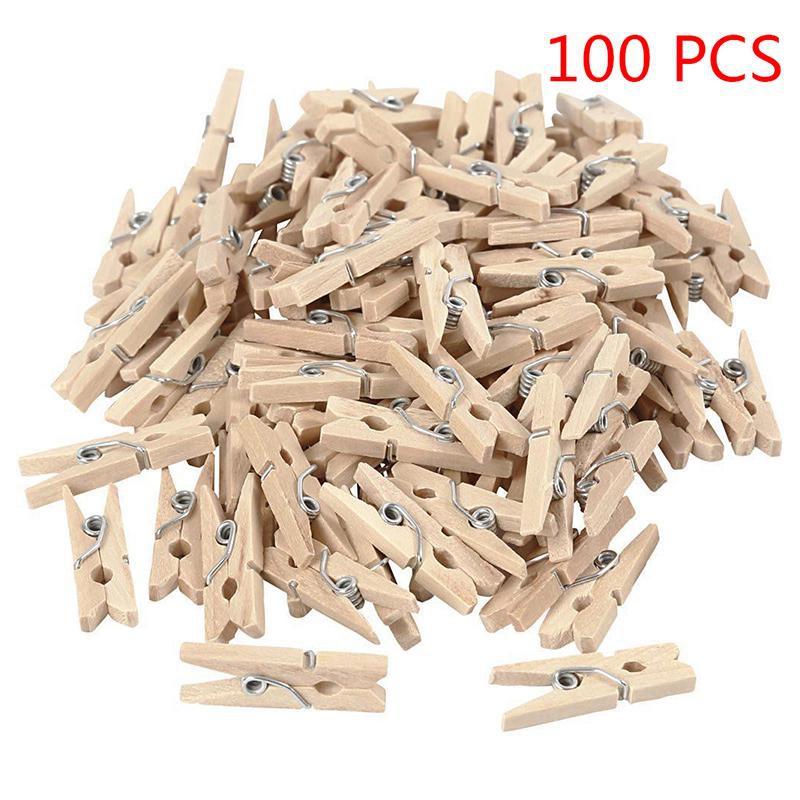 

100 шт. Мини-прищепки для фото, прищепки для рукоделия, свадебная вечеринка, деревянные зажимы, колышки 25 мм, натуральные деревянные зажимы темные хаки
