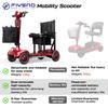 Jansno F1 Plus Mobility Scooter Red Lightweight Foldable 20-40KM Range