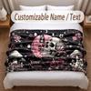 Skull Gothic Theme Soft Blanket Personalized Custom Name Text Print Warm Blanket Home Sofa Bedroom Decor