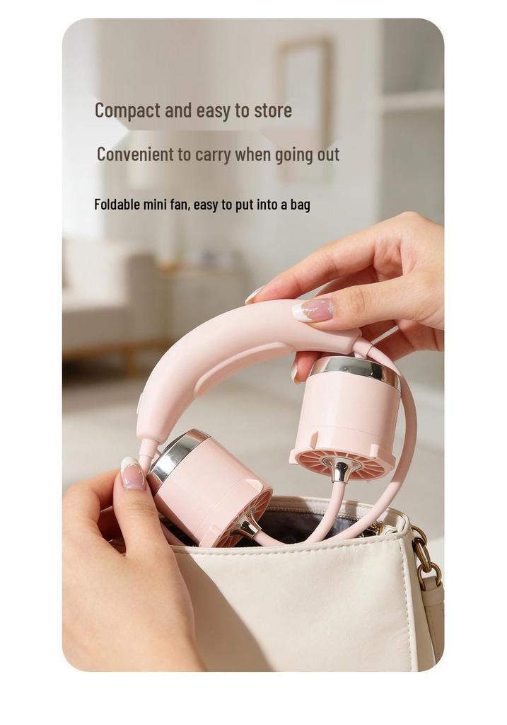 USB Rechargeable Neck-Hanging Portable Fan with Multi-Gear Settings