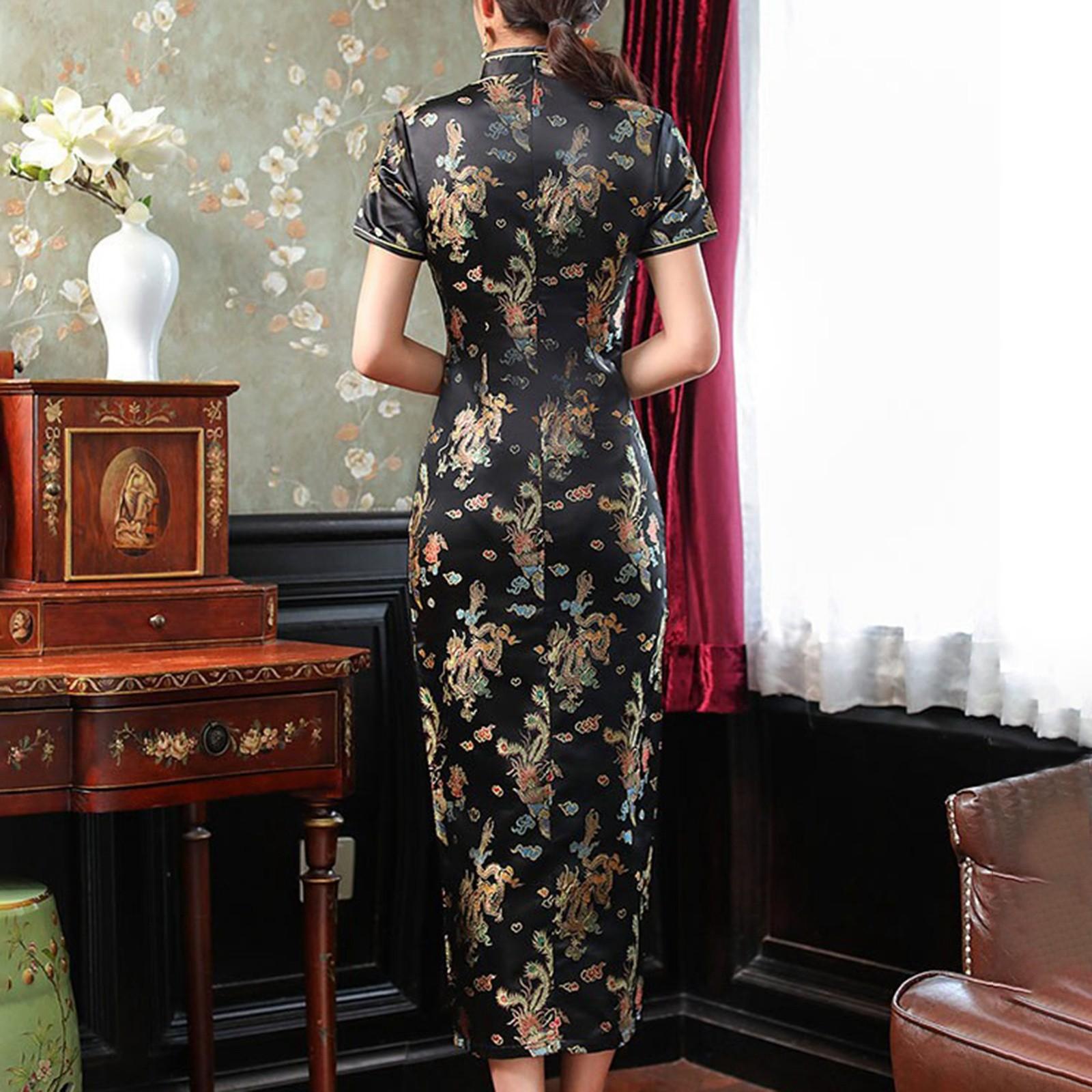 Женское модное элегантное платье с коротким рукавом в стиле ретро с принтом XXXXL винный — фото 5