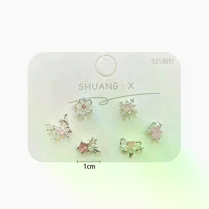 6Pcs Fashion Sweet Heart Stud Earrings For Women Girls Personality Fashion Temperament Earrings Jewelry Accessories Gifts