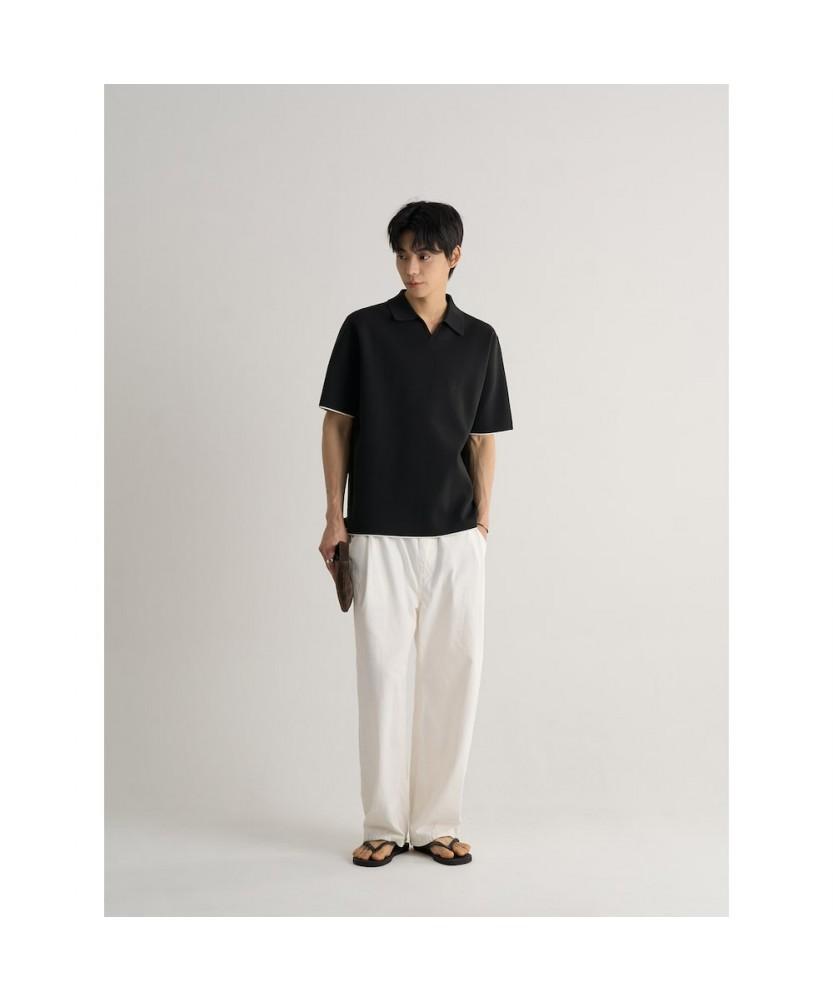 8seconds Double-Weave Open Collar Short Sleeve Knit Black