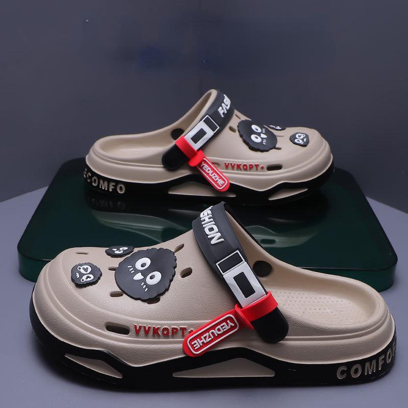 Summertime Hole Shoes Men Wear Daily Stylish Anti-Skid Portable Athletic Sandal Shoes Beach Step On Toe Breathable Slide Shoes For Men Outside