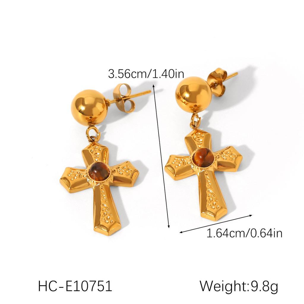 Gold Tone Titanium Steel Cross Pendant Necklace with Diamond Accents Non Tarnish Elegant Collarbone Chain
