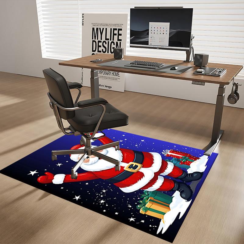 Christmas Santa Claus Chair Mat - Non-Slip Carpet for Office, Home Decor, Living Room, Bedroom, Game Room & Dormitory - Anime Cartoon Design Holiday G
